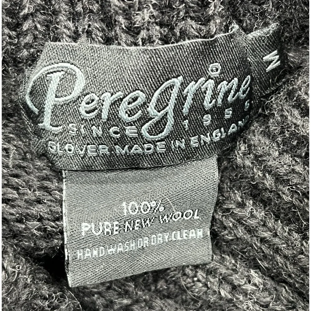 Peregrine Wool Sweater Women M Dark Gray‎ Black Cable Knit Turtleneck Fisherman
